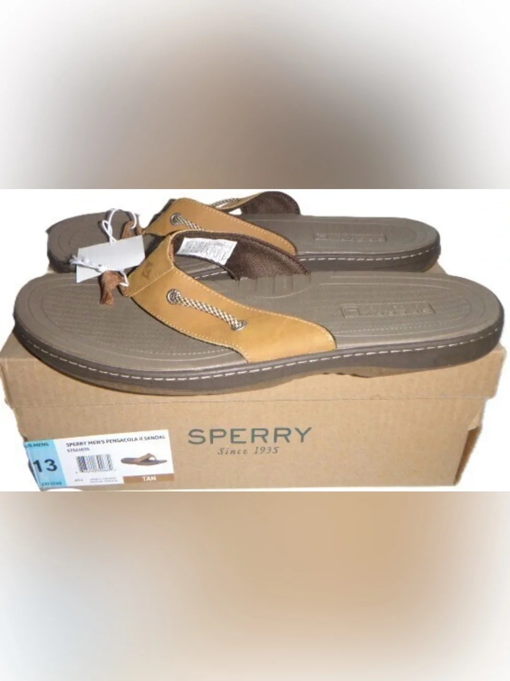 SPERRY PAIR OF MEN'S PENSACOLA II SANDALS (TAN) NEW IN BOX SIZE 13